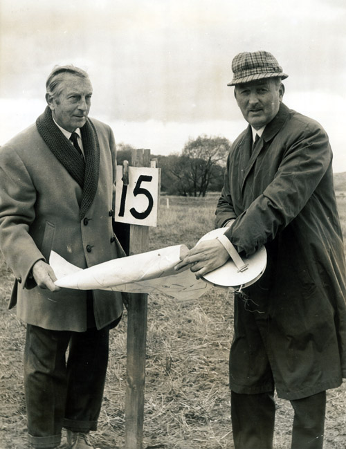 Alex Swan with Henry Cotton marking out the new nine-holes at Eaglescliffe Golf Club (1968)