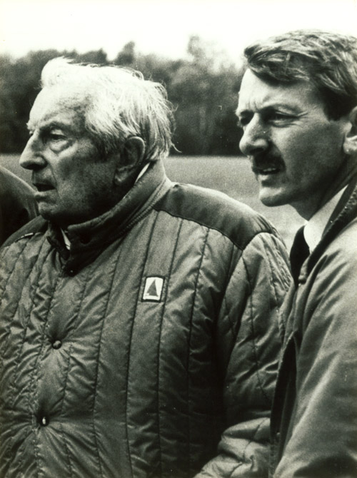 Howard Swan with Sir Henry Cotton on site during the construction of the course at Gosfield Lake Golf Club (1986)